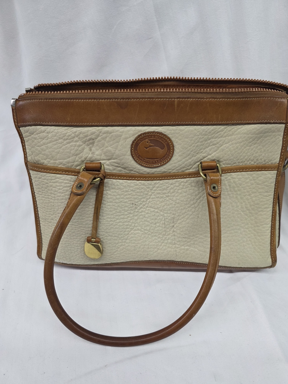 Dooney & Bourke Cream and Tan Leather Shoulder Bag